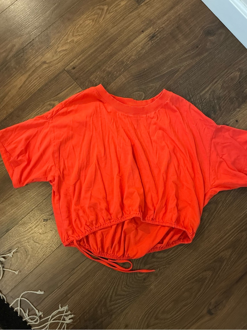 Pilcro Vibrant Orange Drawstring Crop Tee 100% Cotton